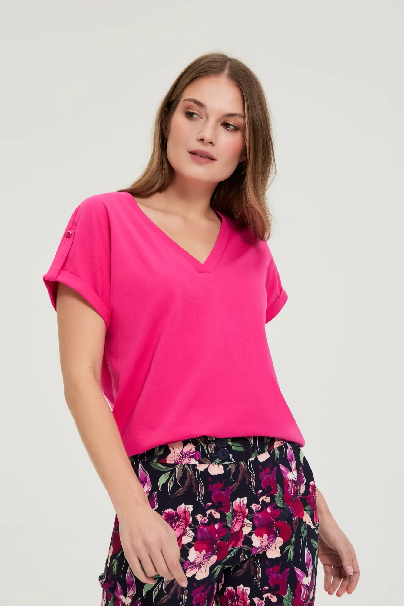 BLUSA MANGA CORTA L-TS-4909 FUCHSIA