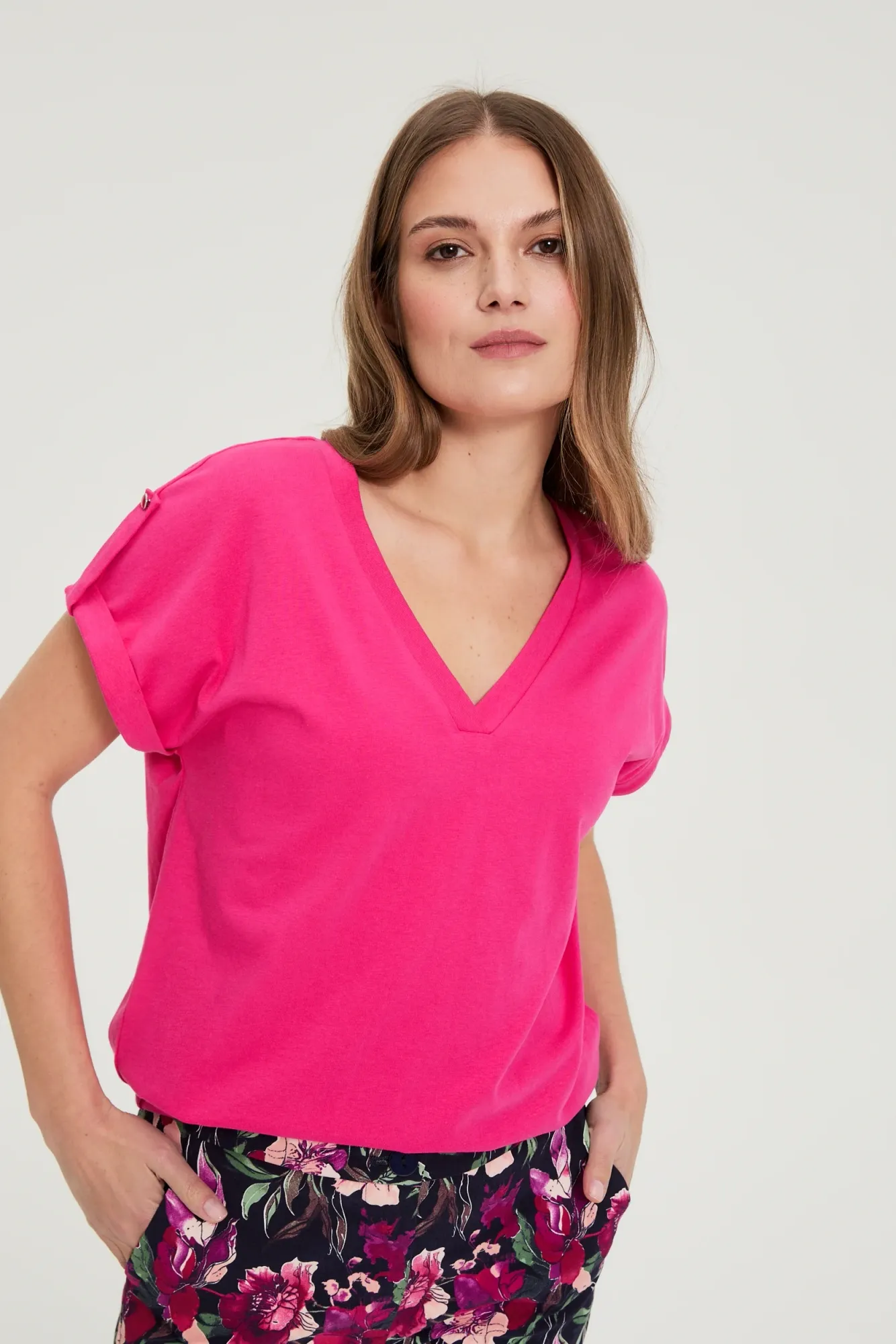 BLUSA MANGA CORTA L-TS-4909 FUCHSIA - Imagen 4