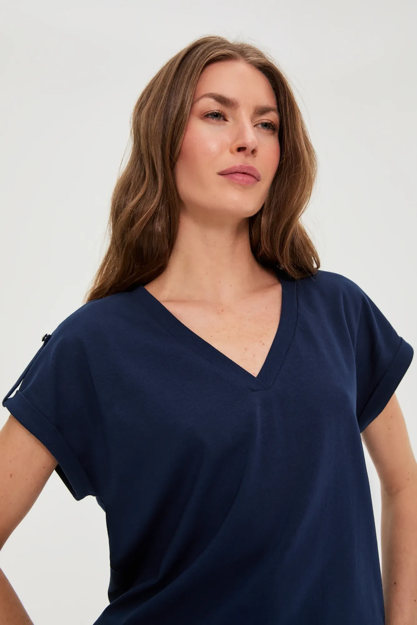 BLUSA MANGA CORTA L-TS-4909 NAVY - Imagen 3