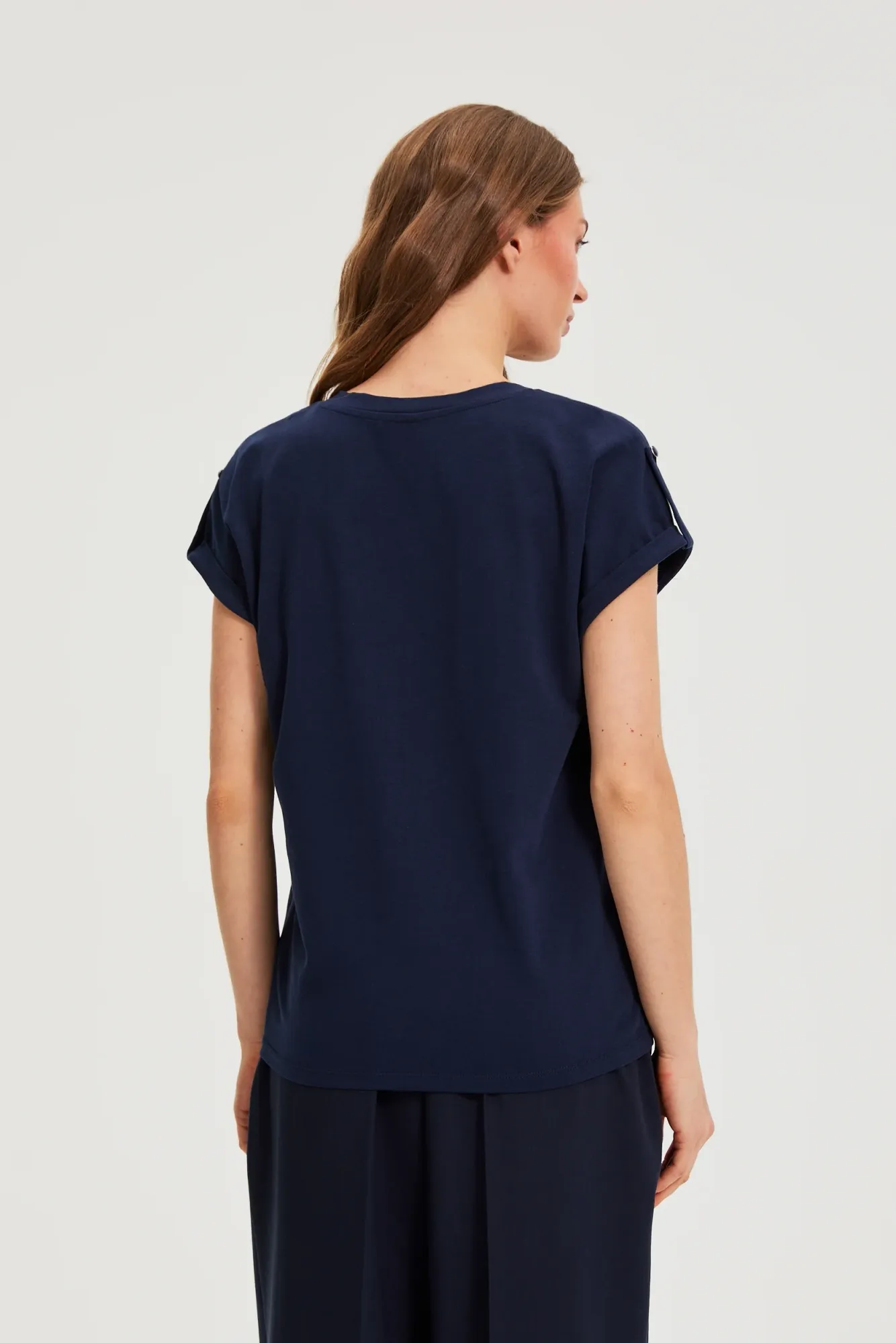 BLUSA MANGA CORTA L-TS-4909 NAVY - Imagen 4
