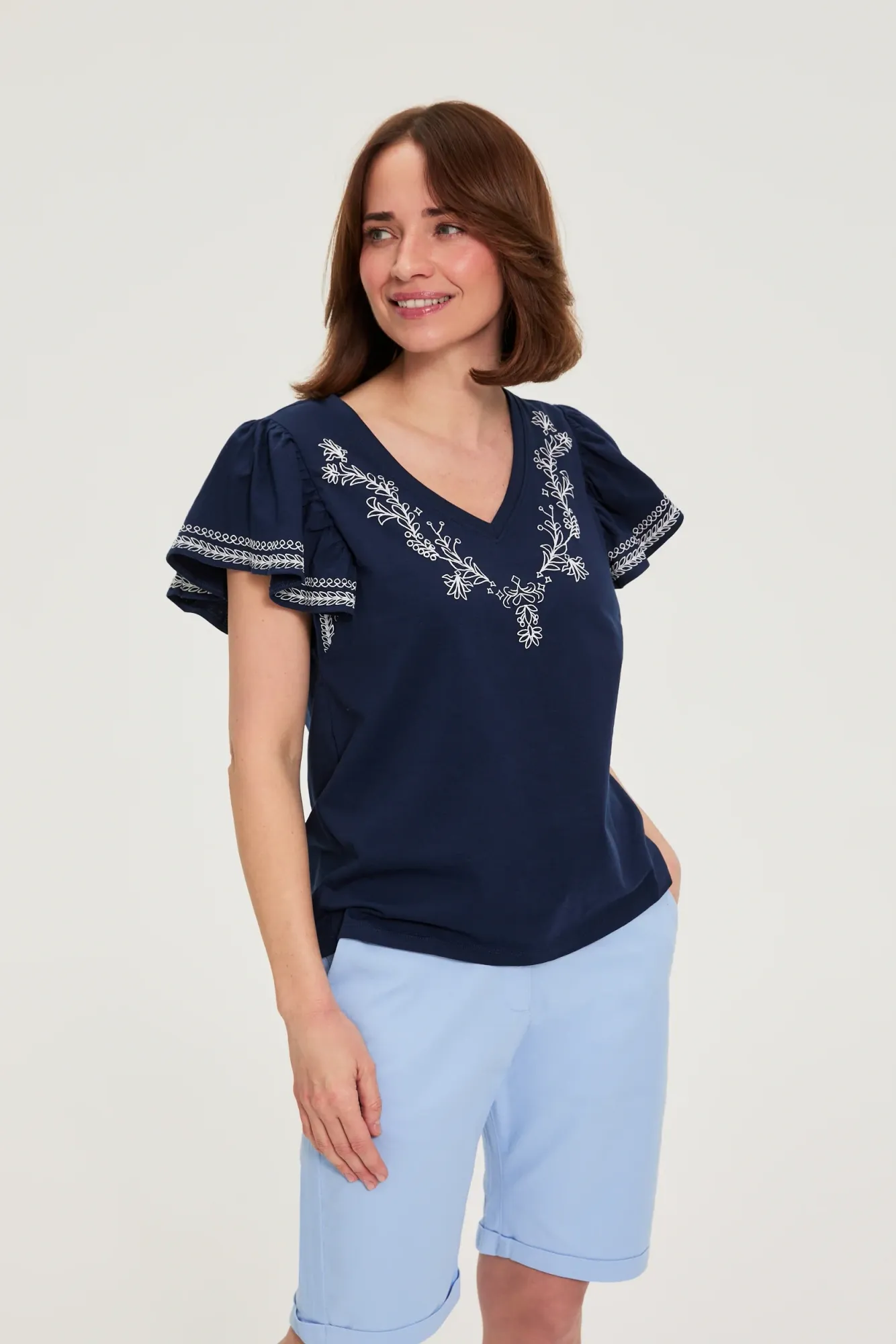 BLUSA MANGA CORTA L-TS-4949 NAVY - Imagen 5