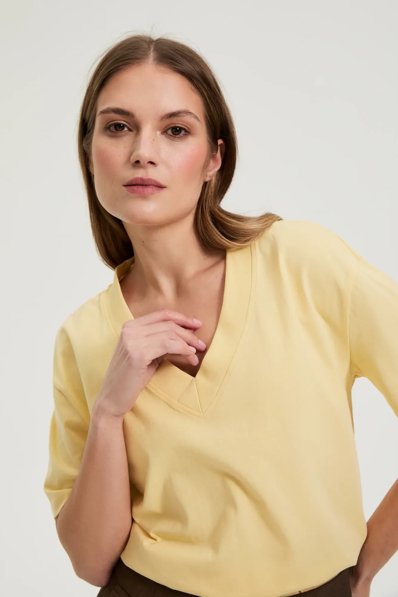 BLUSA MANGA CORTA L-TS-4950 L.YELLOW
