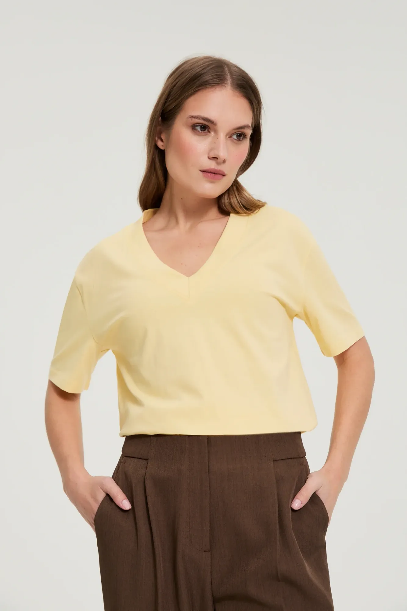 BLUSA MANGA CORTA L-TS-4950 L.YELLOW - Imagen 2