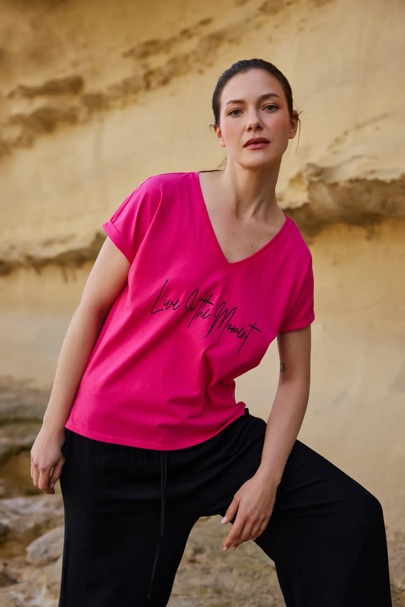 BLUSA MANGA CORTA L-TS-4958 FUCHSIA