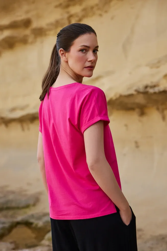 BLUSA MANGA CORTA L-TS-4958 FUCHSIA - Imagen 4