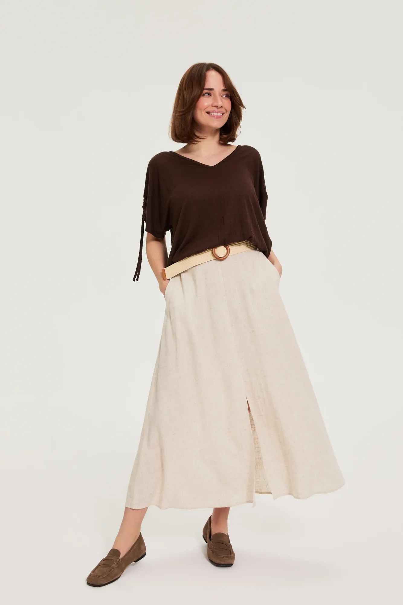 BLUSA MANGA CORTA L-TS-4980 D.BROWN
