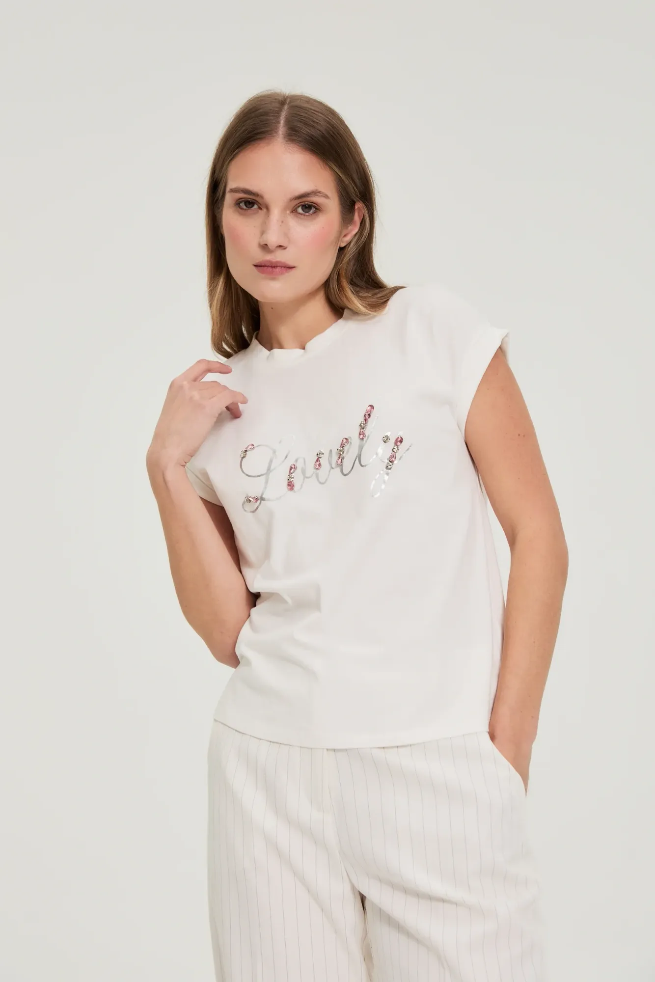 BLUSA MANGA CORTA L-TS-4931 OFF WHITE - Imagen 3