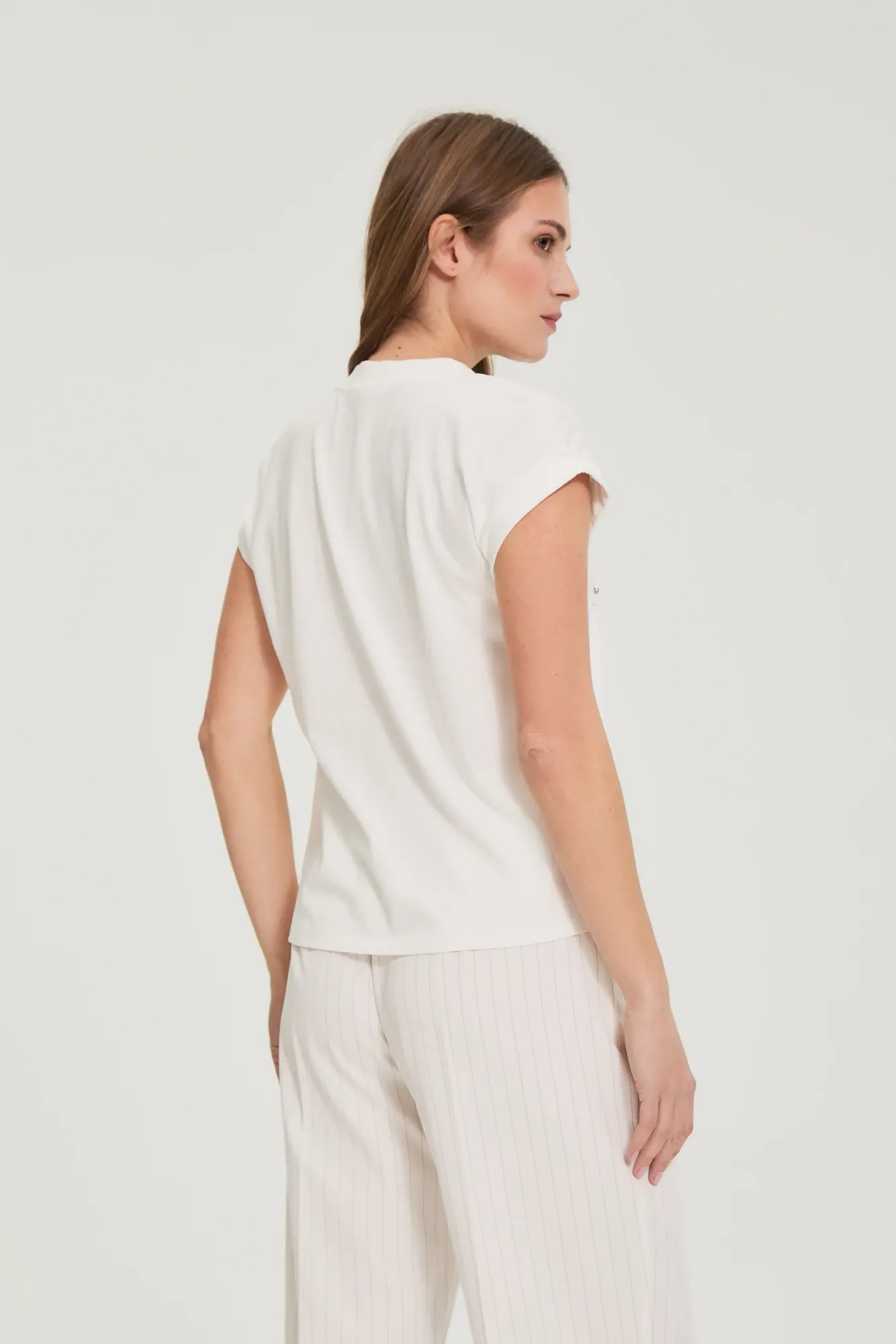 BLUSA MANGA CORTA L-TS-4931 OFF WHITE - Imagen 4