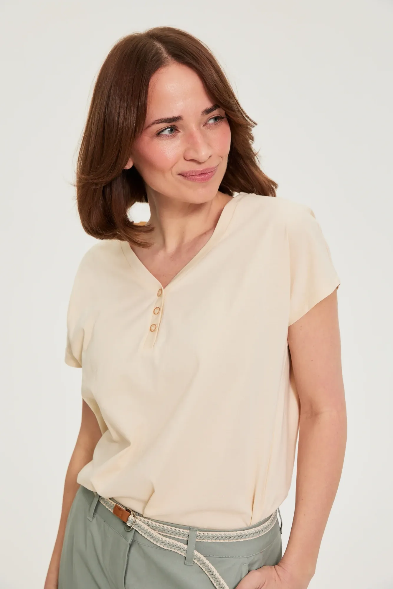 BLUSA MANGA CORTA L-TS-4977 CREAM - Imagen 2